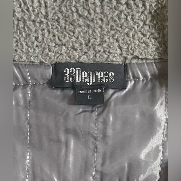 33 Degrees Gray Full Zip Sweater Vest Faux Fur Collar - Picture 5 of 6